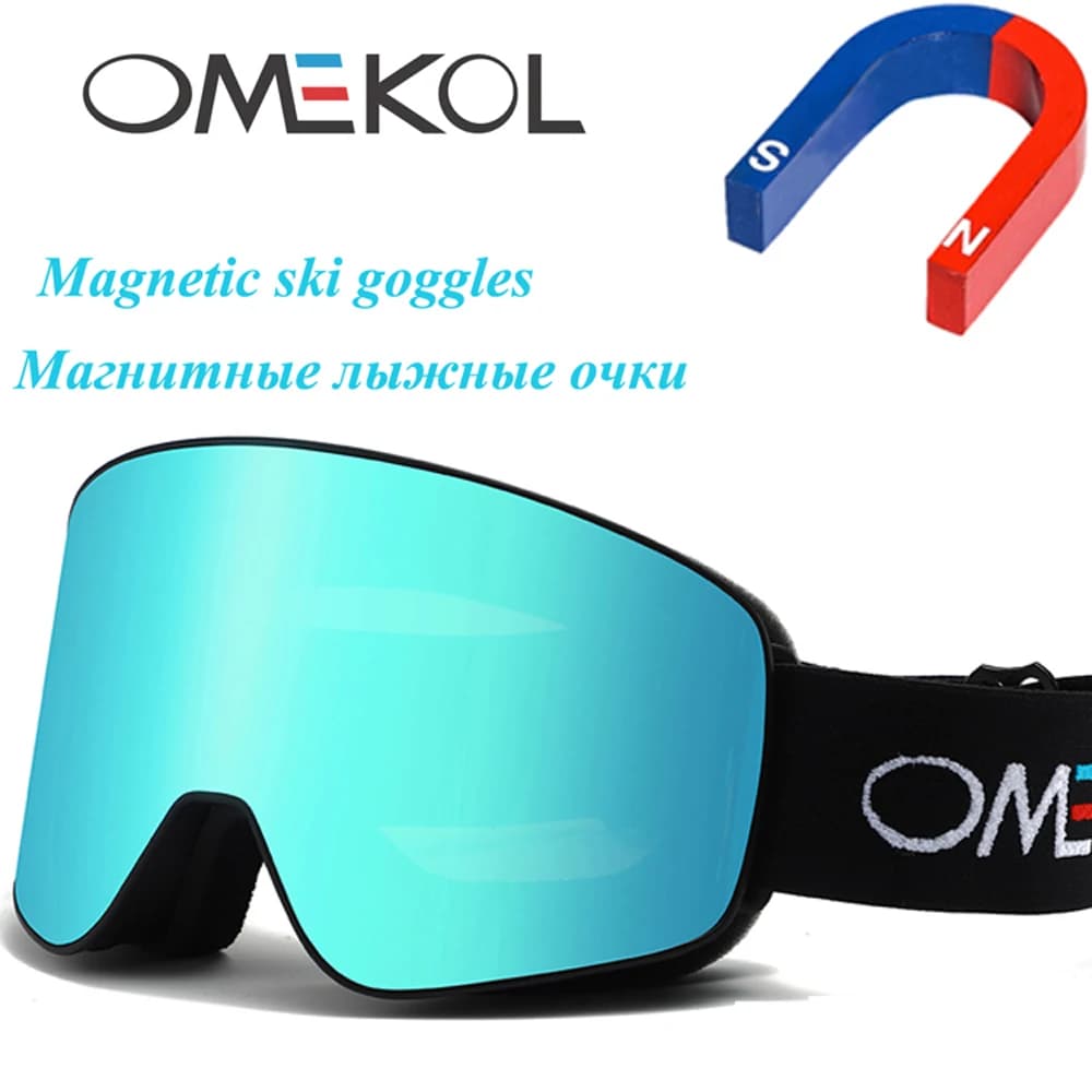 Occhiali da Sci Magnetici OMEKOL Nuovi di Zecca, Doppio Strato Antiappannamento, Occhiali da Neve per Snowboard, Uomo e Donna, Sport all'Aperto, Protezione per Motoslitta