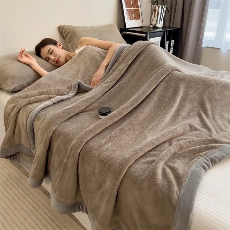 Milk velvet blanket combined with double layer Autumn Winter Hot thick plush blanket for sofa bed Single sheet double often