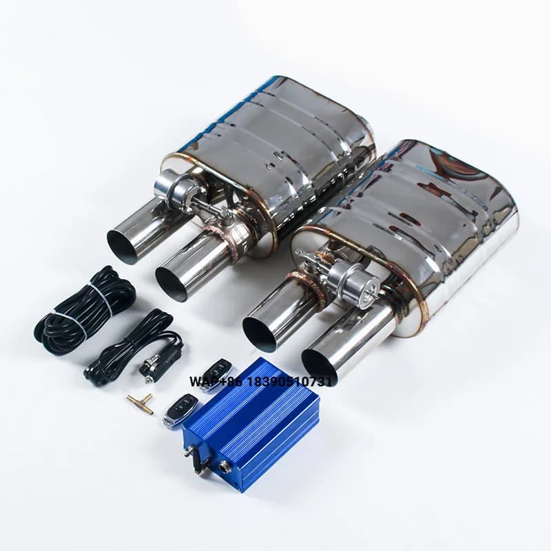 Universal Car Cutout Exhaust H Type 1 Inlet 2 Outlet Vacuum Valvetronic Muffler 2 in 1 for Racing Car Sound Effect Performance
