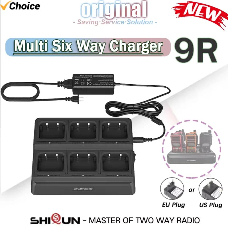 Caricatore a sei vie 9R Baofeng UV-9R Pro Caricatore multi rapido UV-68 Pro Max V2 Caricabatteria multiplo UV-98 Pro UV-S22 Walkie Talkie