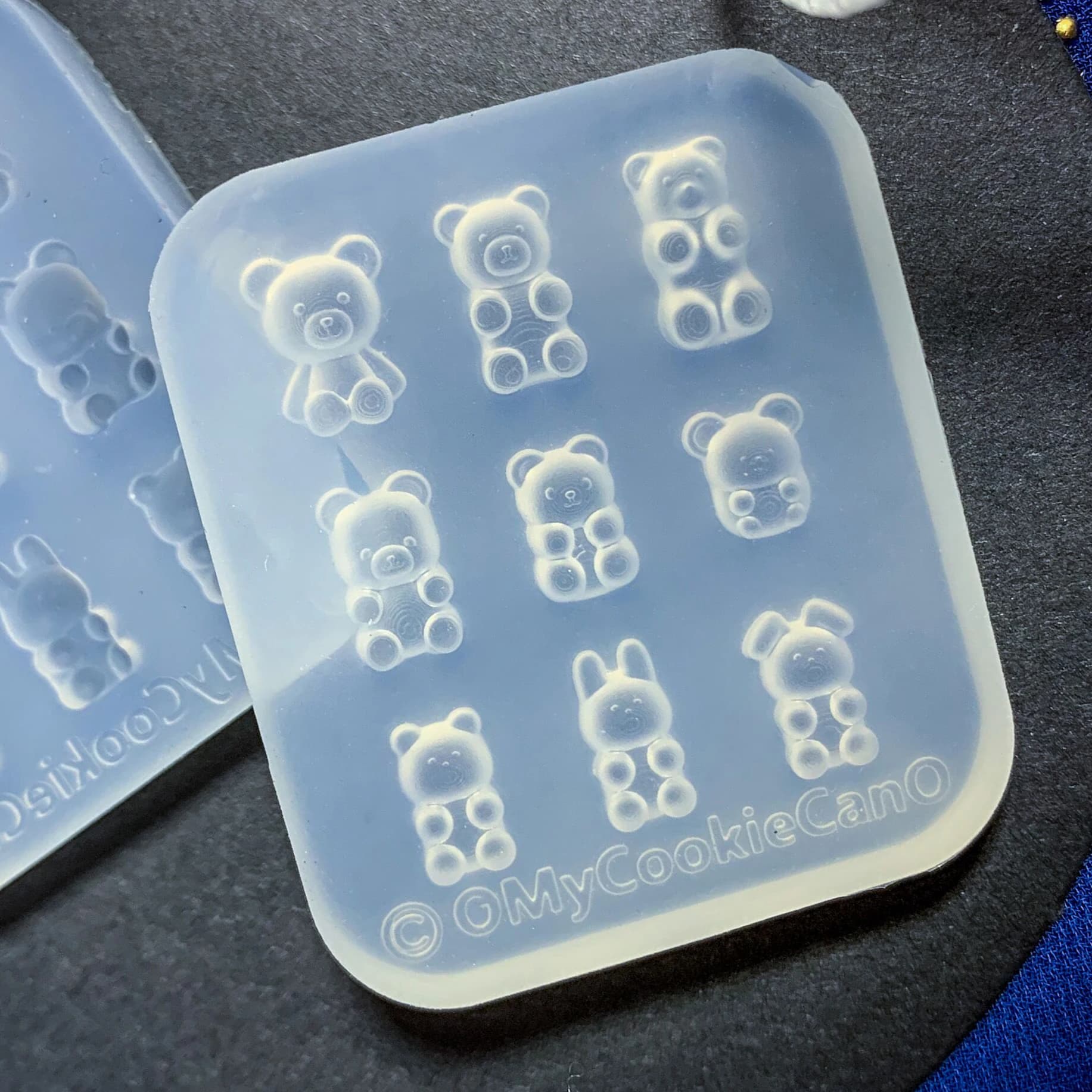Stampo in resina siliconica stampo portachiavi in silicone trasparente mini orso 3D super carino per stampo ciondolo gioielli contagocce in resina di cristallo fai da te.