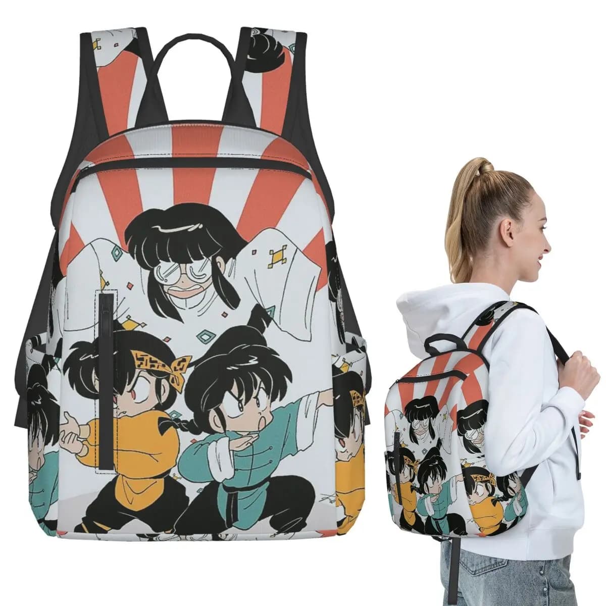 Ranma 1/2 Saotome Pig Girls P Chan Zaino per studenti Borsa per libri Borsa per la scuola per bambini Borse a tracolla per computer Uomo Donna