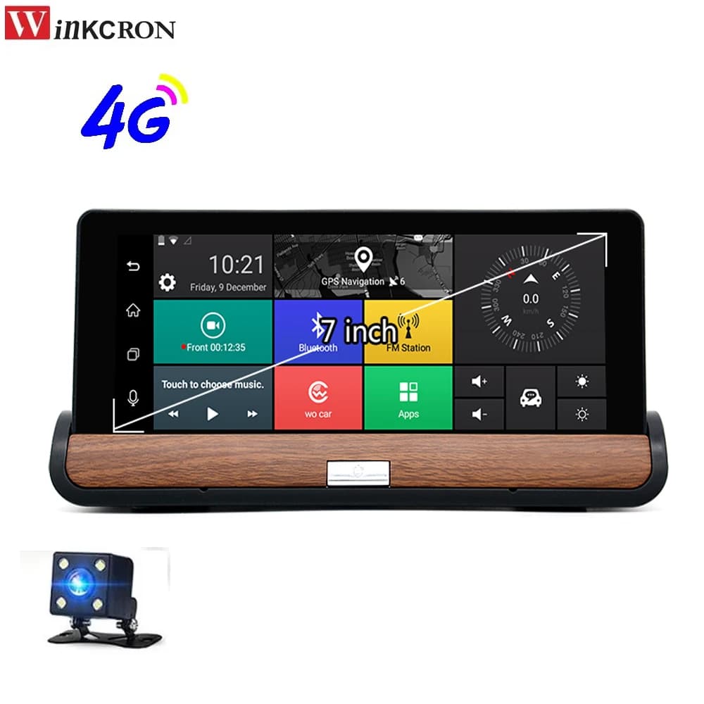 GPS navigation for cars 7 inch Android 8.1 4G WiFi DVR Dash Cam video recorder FULL HD 1080P 1G RAM 16G Rom Double lens GPS map