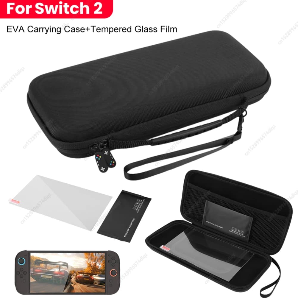 EVA Carrying Case & Screen Protector for Switch 2 Portable Storage Bag Organizer Bag for Switch 2 Handheld Game Console