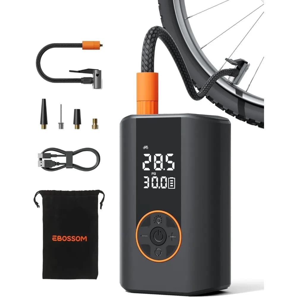 Compressore d'aria portatile per gonfiaggio pneumatici, pompa d'aria portatile da 150 PSI per auto-mini pompa per bici senza fili con manometro, elettrica