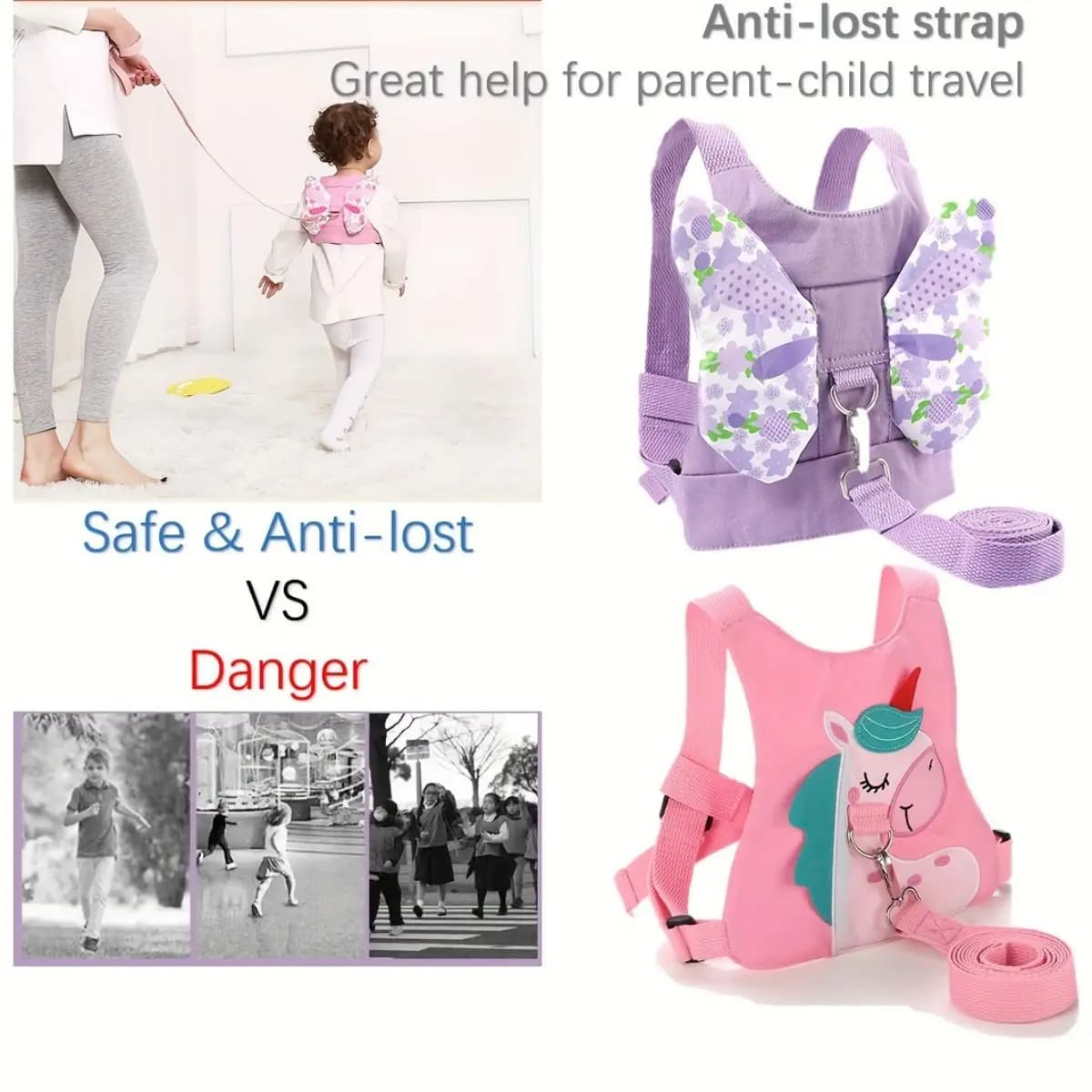 Toddler Harness Leashes, Kids Harness Children Leash for Girls, Child Anti Lost Leash Baby Cute Harness Belt Strap Hold Kids Clo