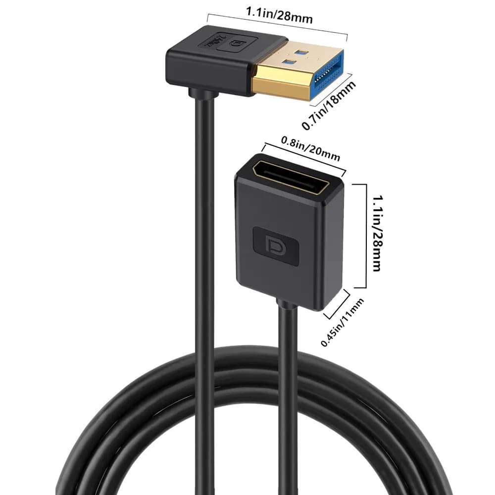 Cavo di Prolunga DisplayPort Maschio-Femmina a 90 Gradi in Silicone, 8K 60Hz 4K, per TV, Laptop, PC, Monitor