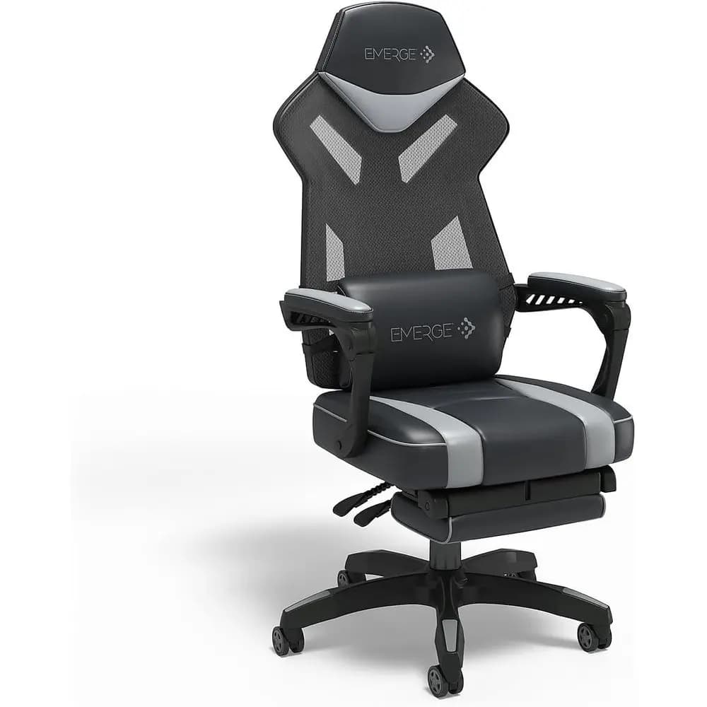 Sedia da gaming girevole ergonomica con altezza regolabile in nero