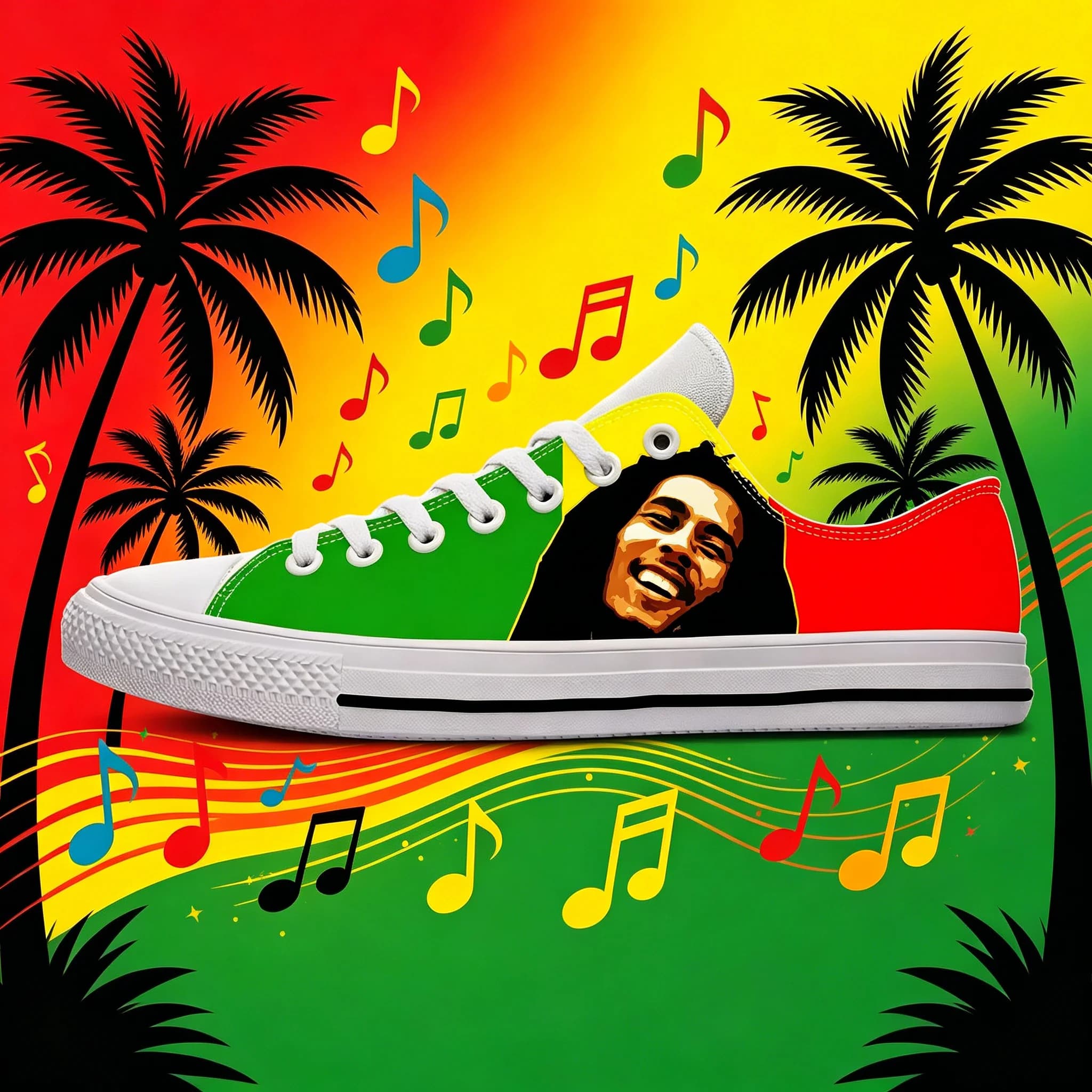 Sneakers Basse da Passeggio Bob Marley Antiscivolo Resistenti all'Usura con Stampa Reggae Unisex per Esterni
