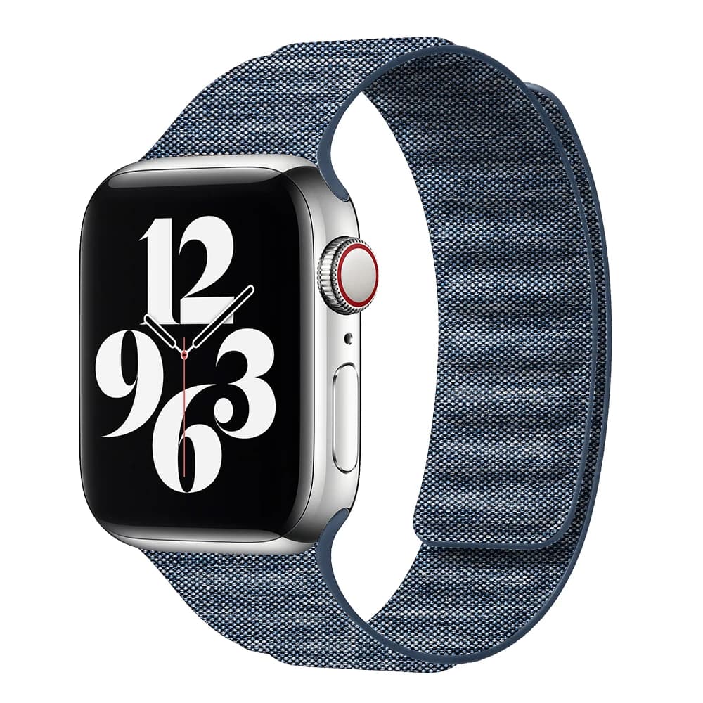 Nuovo cinturino originale in nylon denim per cinturino Apple Watch 44mm 40mm 45mm 49mm 41mm braccialetto ad anello magnetico iWatch serie 8 SE 7 Ultra