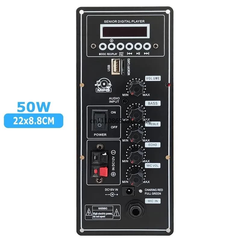 Scheda Amplificatore 12V per Altoparlanti da Ballo, Supporta Bluetooth, AUX, Scheda TF, Registrazione da U-Disk, per Altoparlanti 6-12 Pollici, 80W