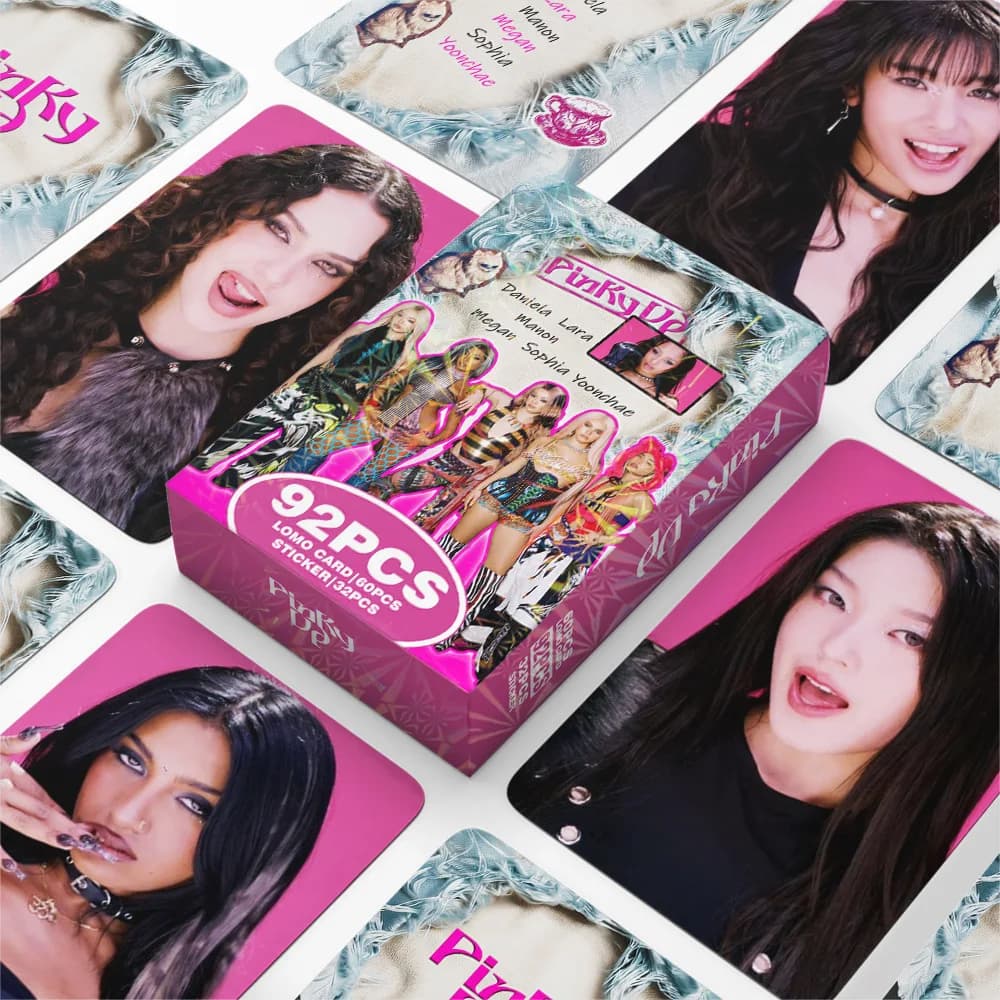 92Pcs/Set Idol KATSEYE New Album PINKY UP Lomo Cards And Stickers Postcards Daniela Yoonchae Lara Sophia Manon Megan Fans Gifts