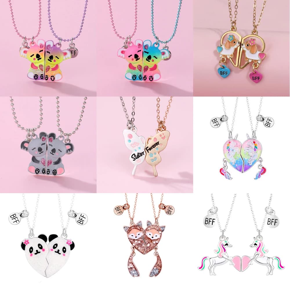 Lovecryst 2 pezzi/set simpatico animale unicorno pony koala farfalla migliore amico collana per ragazze regali di amicizia di moda