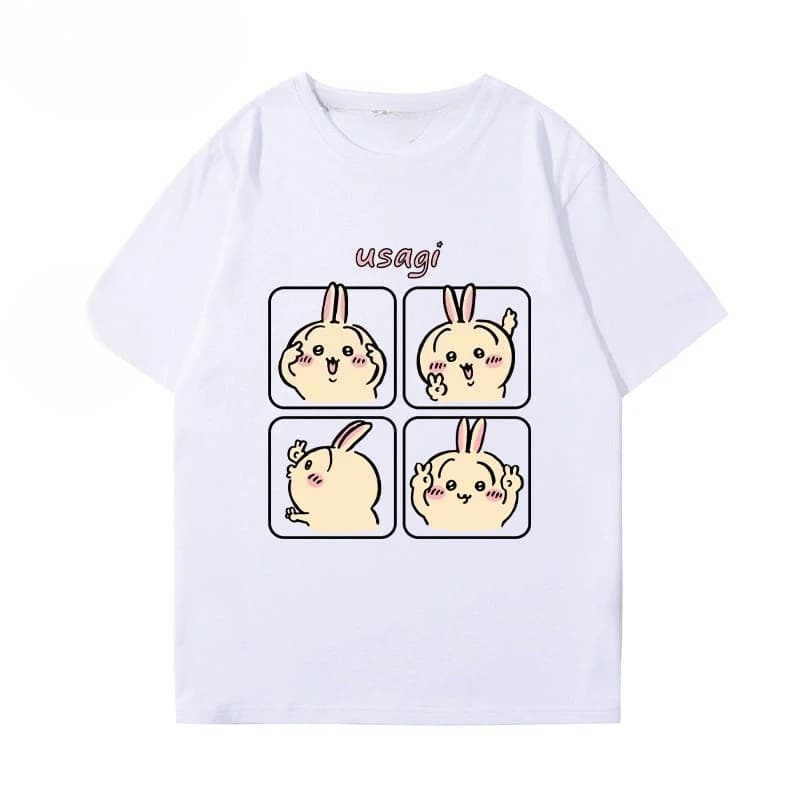 Chiikawa Usagi Hachiware Graphic Tee Unisex Cute Cartoon Short Sleeve Casual Anime Streetwear Fashion Tops