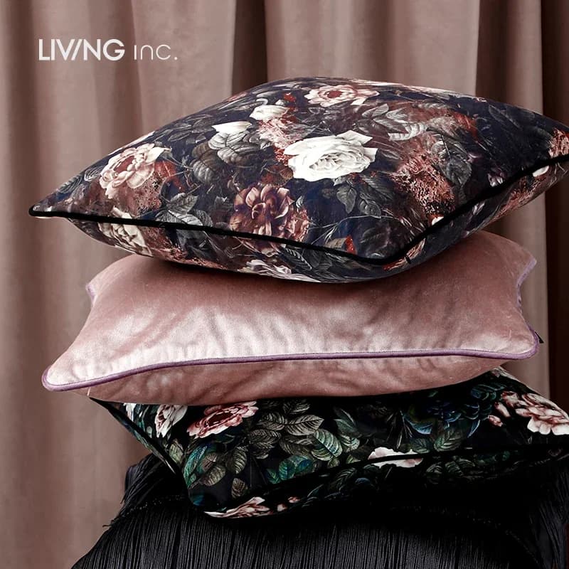 Cuscino per divano in stile europeo Fiori scuri Velluto di lusso leggero Cuscino per divano del soggiorno Cuscini lombari Decorazione della casa Textil per la casa