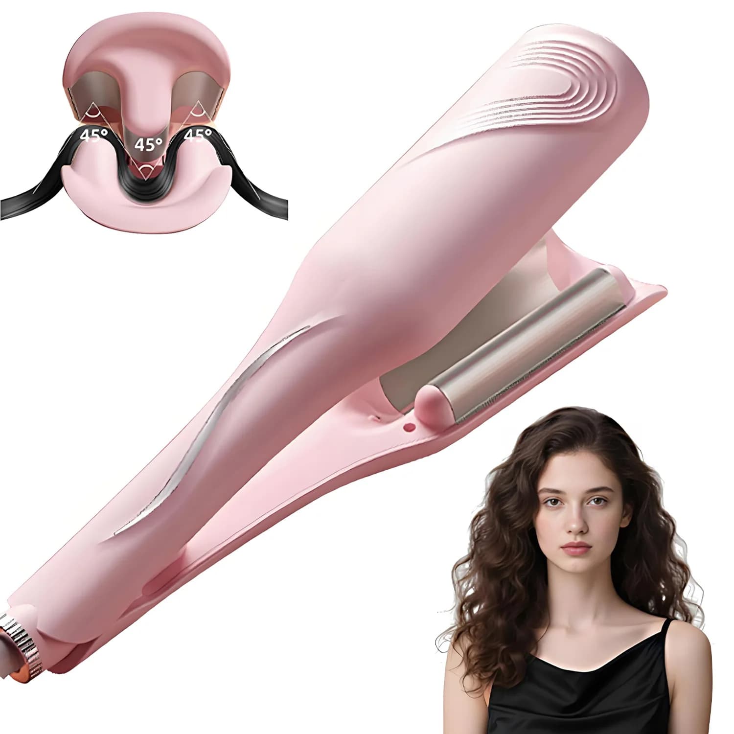 Bigodino Beach Wave 3 barrels 28 mm Iron deep-wave curls Bacchetta to fold hair from 1.1 "with 4 adjustable times 30 million Ionic