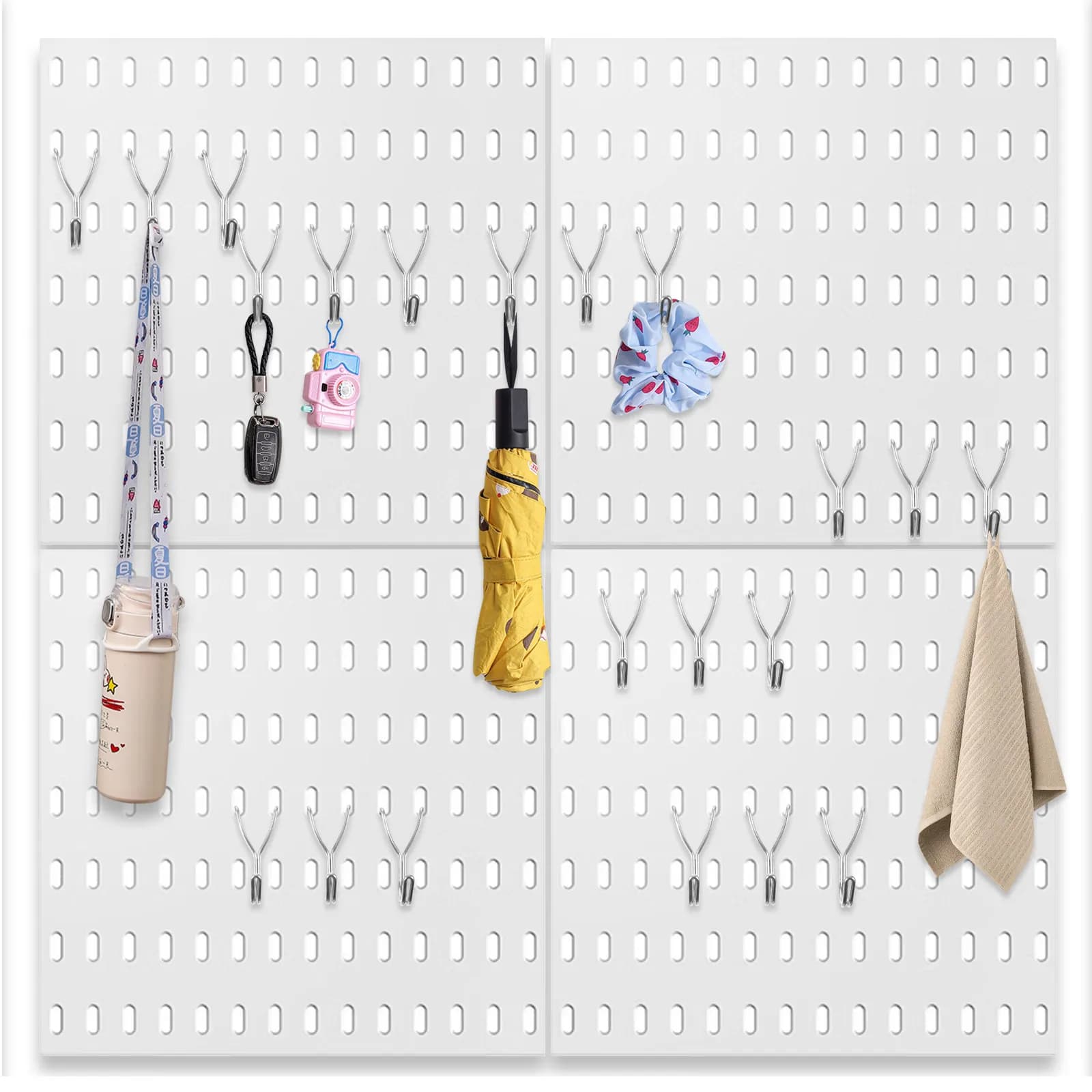 20 Ganci per Pannello Forato Antiruggine Resistenti, Distanza Fori 2,5 cm, Appendi Chiavi, Accessori Organizzatori per Pannelli Forati per Organizzazione a Parete