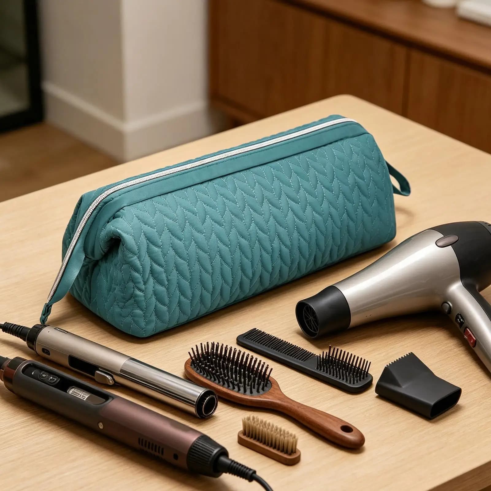 Curling Iron Travel Bag Straightener Holder Pouch Flat Iron Organizer Pouch For Travel Salon Bathroom Vanity Home Bedroom