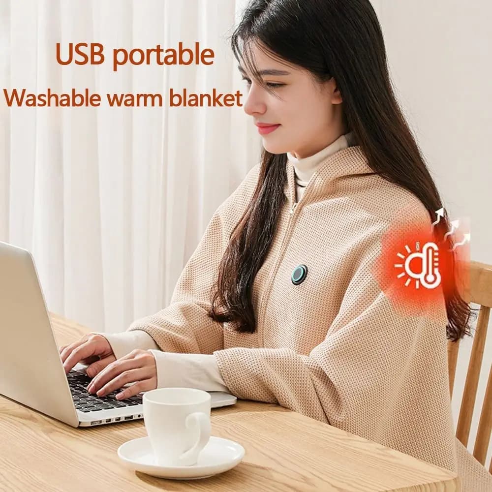 Nuova coperta riscaldata elettrica USB indossabile 3 livelli di riscaldamento Coperta riscaldante lavabile Scialle caldo portatile per uso domestico