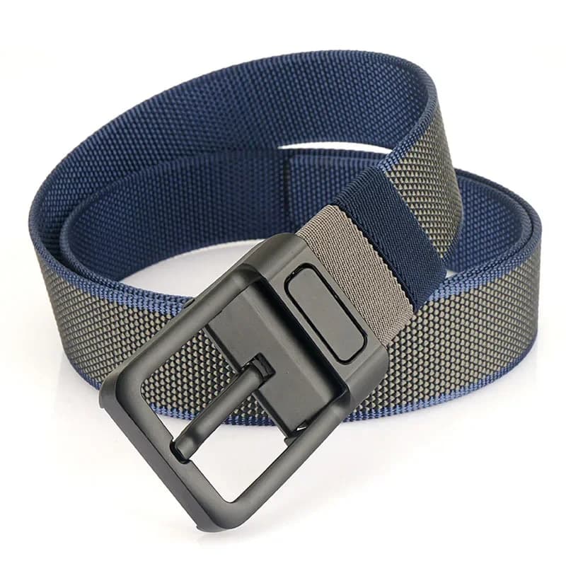 Cintura Versatile a Doppio Uso con Fibbia Girevole, in Nylon Intrecciato Bicolore, per Abbigliamento Casual