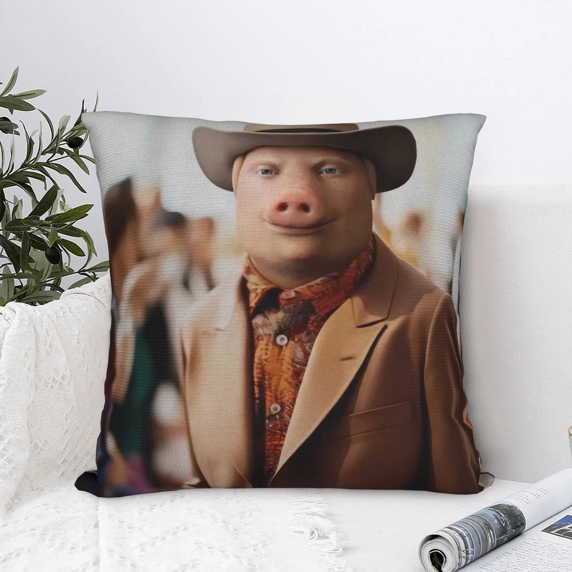 John Pork Calling Art Pillow Case Fodera per cuscino quadrata Kawaii per divano, camera da letto, decorazioni per la casa
