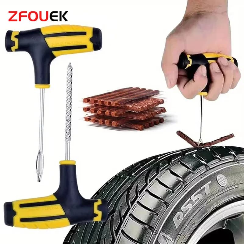 Pneumatic Repair Tool for Auto Tyre Repair Kit Auto Bike Tubeless Pneumatic Drilling Tools for Garage with Rubber Strip