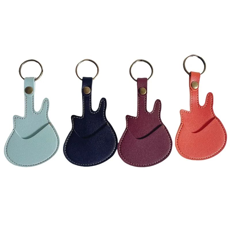 Porta Plettri in Pelle PU con Portachiavi, Custodia per Plettri, Accessori per Strumenti a Corda, Ricambi per Chitarra, Forniture Musicali