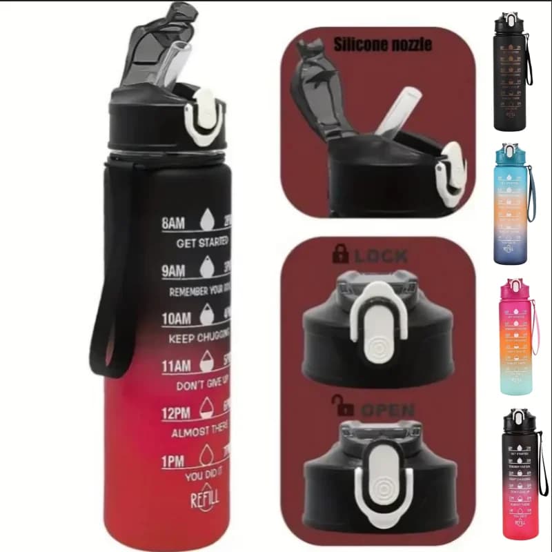 800 ml sports bottle with track time, tipping cover with leak-proof closure for easy transport, ideal for outdoor adventures