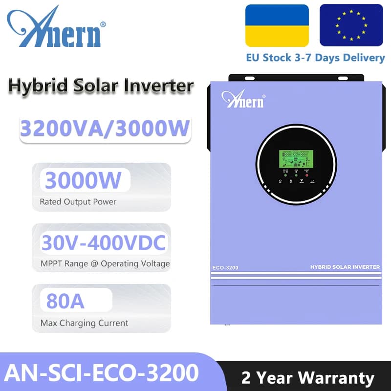 Solar hybrid inverter from 1600 W 3000 W 12 V 24 V 220 V Integrated sine wave inverter MPPT 80A Solar charge controller Max PV 400 V CC