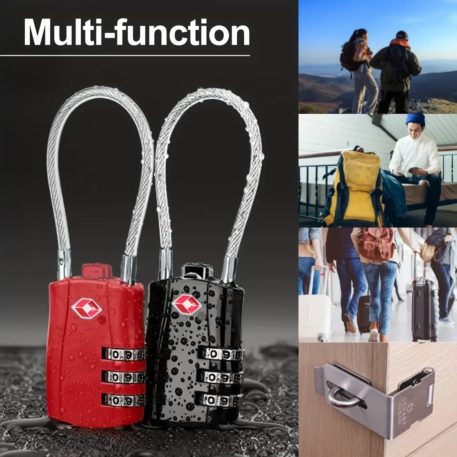 Bagagli Zaino Lucchetto Bici Combinazione Borsa per il corpo in lega Viaggio Palestra Tuta Armadietti Porta 1/2 Lucchetto per custodia da viaggio Accessori