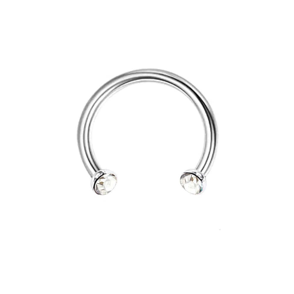 Colourful Gem Horseshoe Nose Septum Ring Steel Internally Threaded Monroe Lip Tragus Ear Stud Piercing 6mm - 14mm
