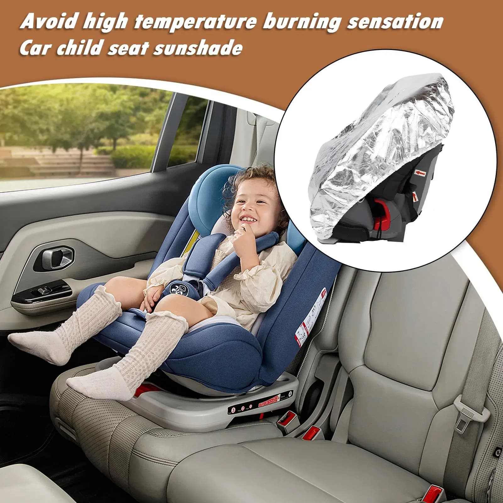 Coprisedile per auto per il calore Coprisedile per auto per bambini Protezione estiva pieghevole con protezione UV per SUV RV Camion Passeggino Raffreddamento estivo