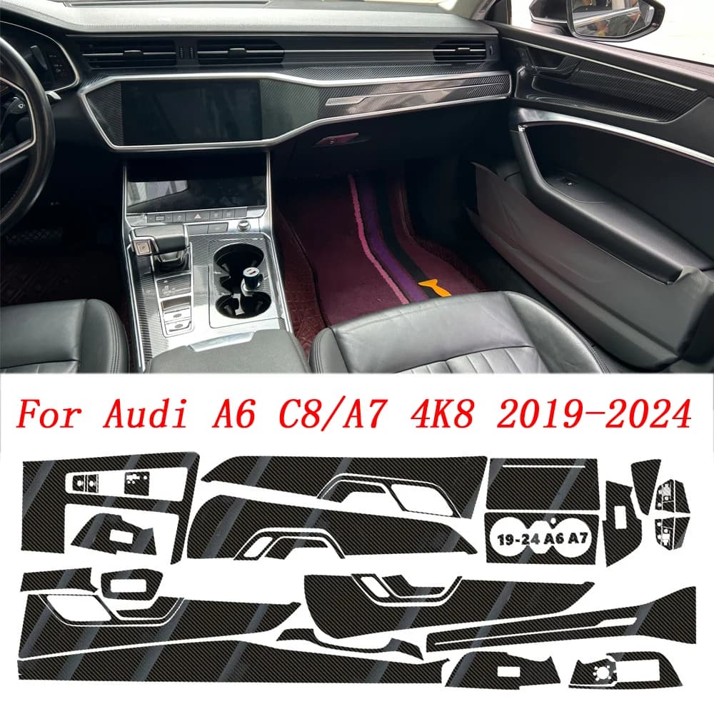 For Audi A6 A7 4KB 2019-2024 Interior Central Control Panel Door Handle Stickers Decals Car Styling Accessorie
