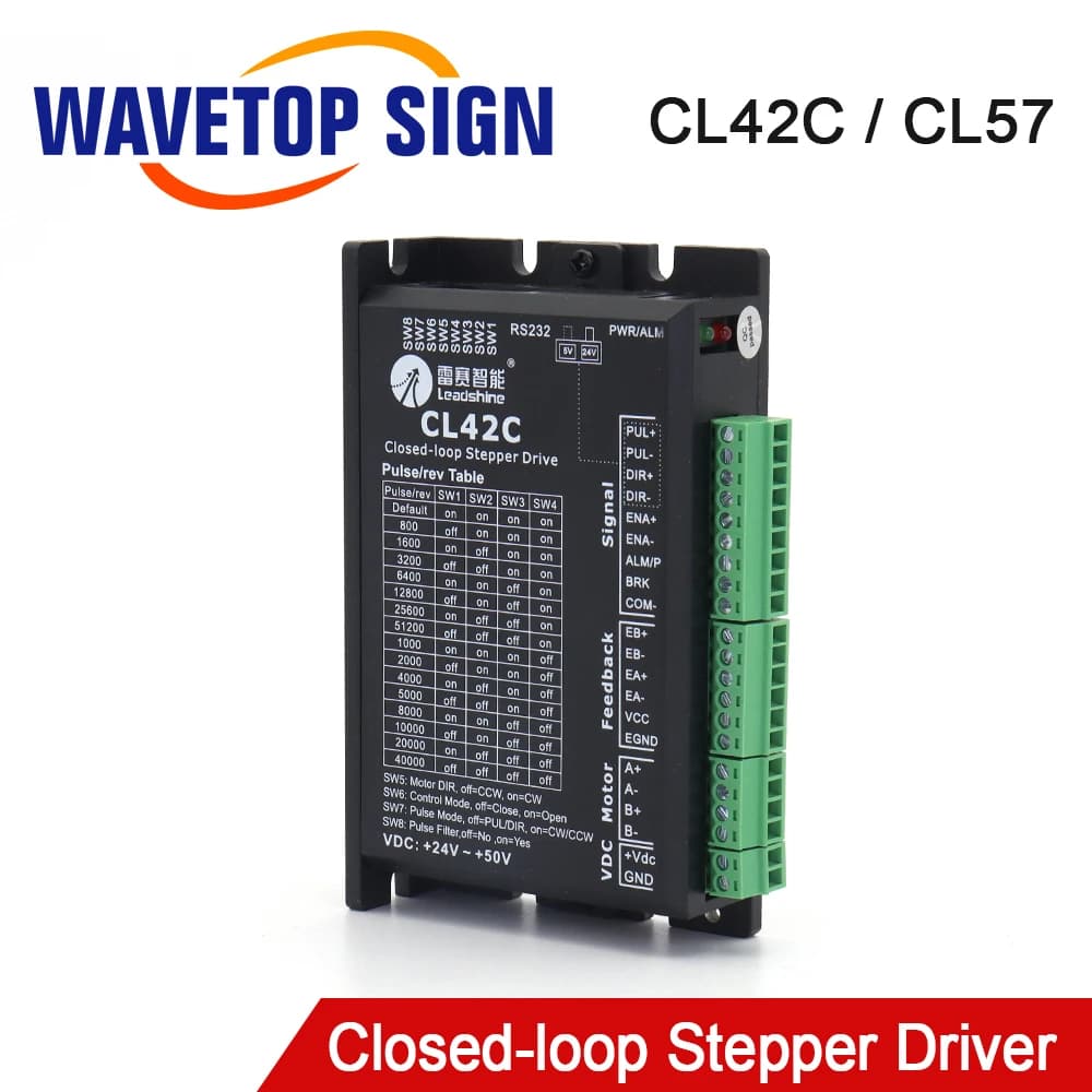 Driver Stepper a Circuito Chiuso Leadshine 2 Fasi CL42C CL57 Tensione 20-50VDC per Macchine da Taglio e Incisione Laser CO2