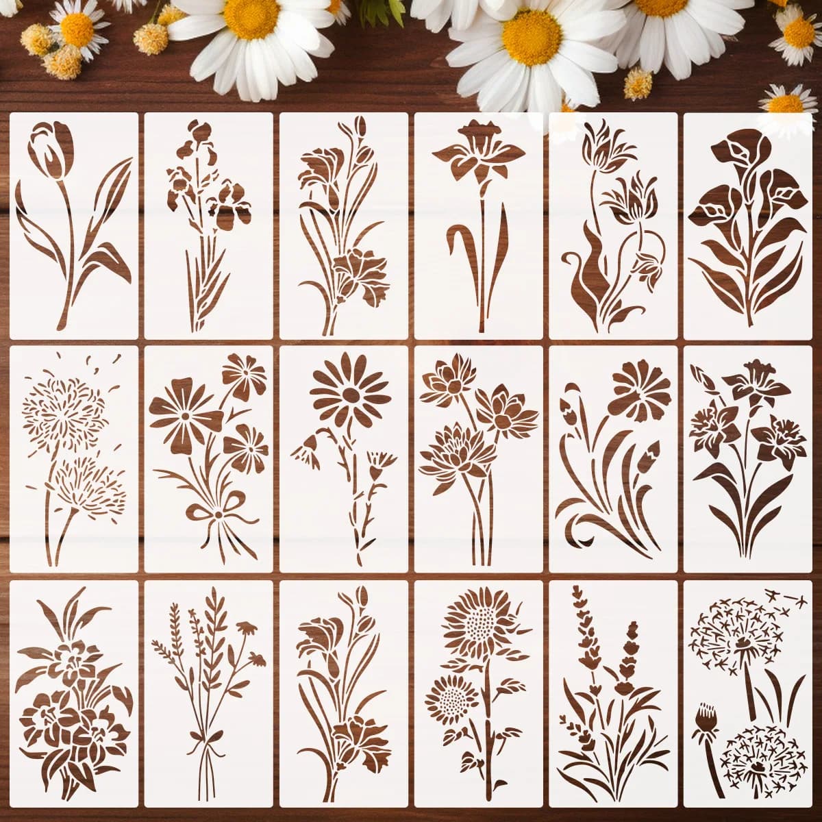 18PCs/Set 15cm Wild Flower Grass DIY Layering Stencils Painting Scrapbook Coloring Embossing Album Decorative Template