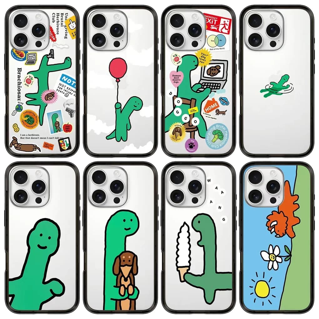 Dinosauro verde Nuovo tipo Lettere stampate sul bordo Custodia protettiva in acrilico MagSafe per iPhone 15 Pro 16 Pro Max Cover Shell