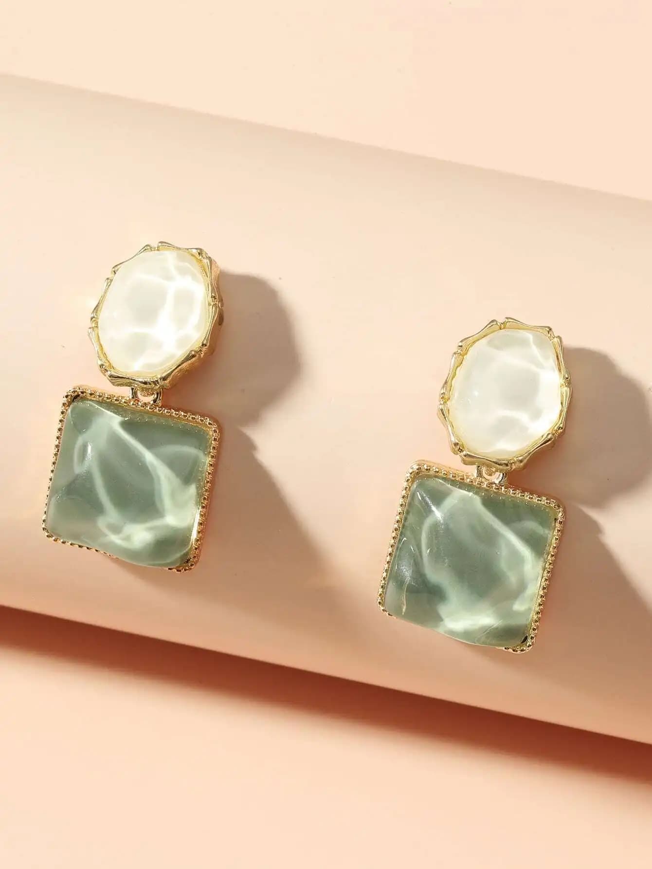 Orecchini pendenti quadrati, gioielli geometrici minimalisti per donna