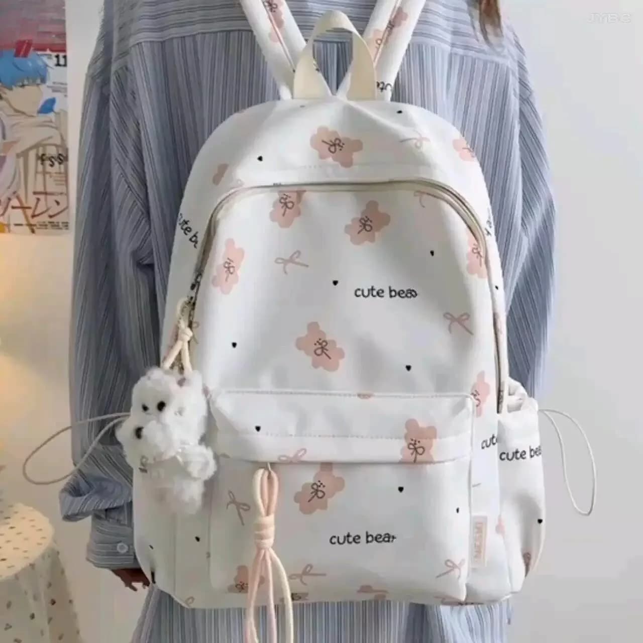 High Capacity Backpack for Junior And Primary Students Ins Style Double Shoulder Bag School Bag Travel Bag Unisex Zipper Closure