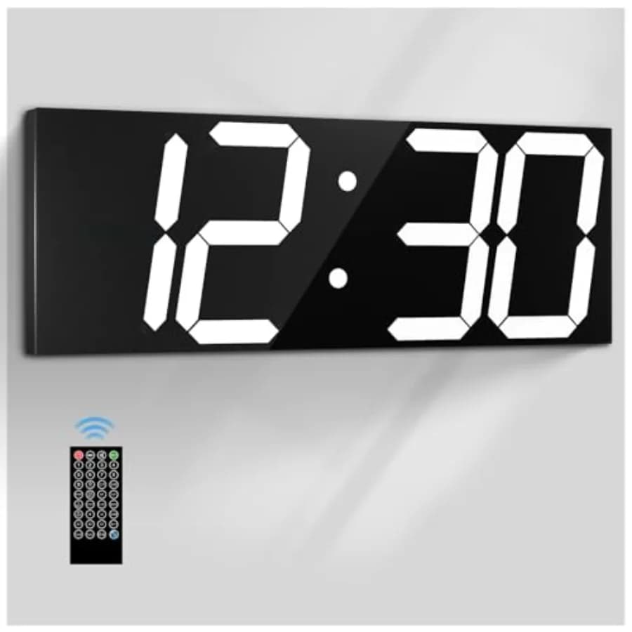 18.7 Pollici Digital Wall Clock, LED Watch with Big Numbers, Multifunction, Remote Control, With Timer and Alarm Clock
