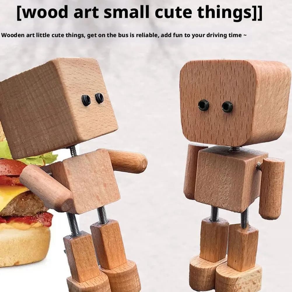 Scuotendo la statuetta di legno dell'uomo per la console dell'auto Robot oscillante delle gambe Scuotendo l'uomo Figura di legno fatta a mano Diffusore di aromi per auto in legno D6K0