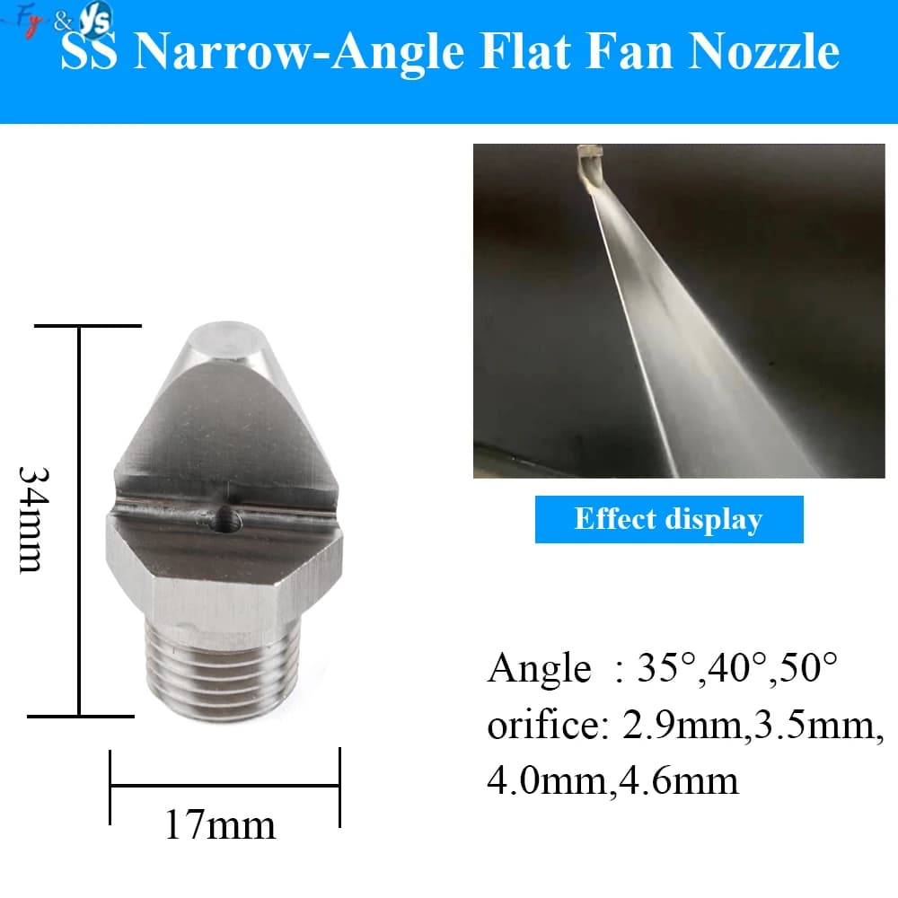 304 SS Narrow Angle Fan Spray Nozzle V-Type High Impact Nozzle Industrial Cleaning Head 1/8" 1/4" 3/8" 1/2" BSP Male Thread