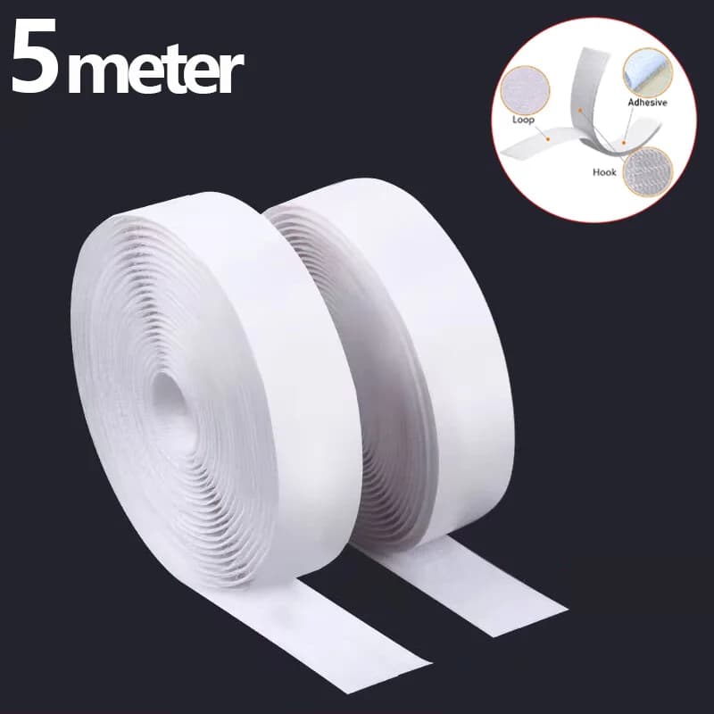 Nastro in Velcro Autoadesivo in Nylon Resistente, Rotolo di Velcro Adesivo 5M, Larghezza 20mm 50mm per Fai da Te, Artigianato, Cavi Auto