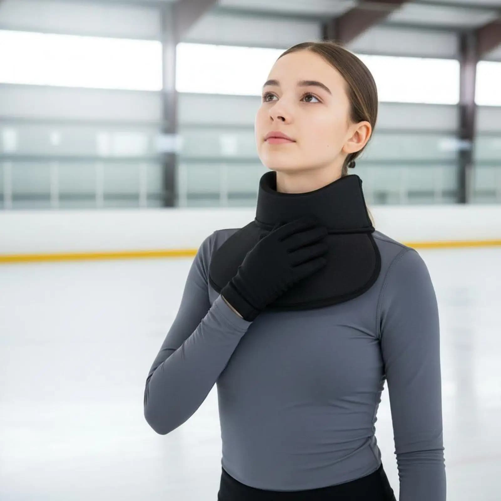 Youth Adult Hockey Throat Protector with Ventilated Mesh for Ice Hockey Field Hockey and Skating Safety