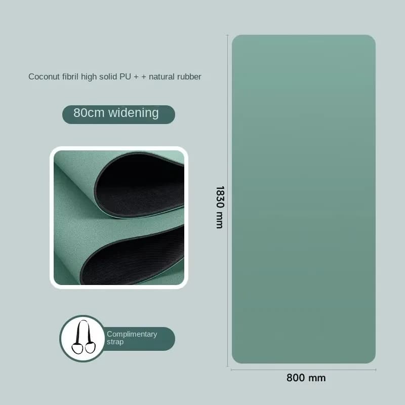 Extra-large yoga mat with coconut pattern, wide edition, professional, anti-slip, durable, comfortable for training yoga at home