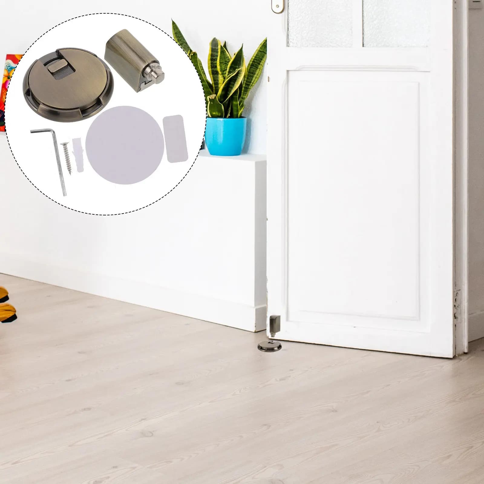 Mechanical Windproof Door Stopper Adjustable Height No Drill Floor Suction Silent Door Holder for Home Office Bedroom Protection