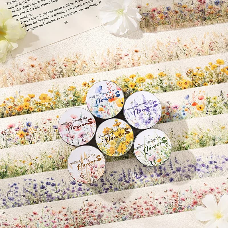 30mm * 2m Piante e fiori creativi nastri tenda a mano Etichette stick fai da te Materiale per scrapbooking Forniture per diario spazzatura