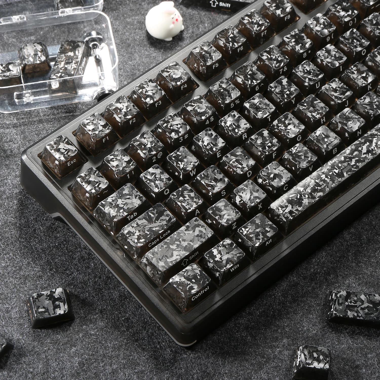 120 Keys Forged Carbon Fiber Pattern Keycaps Side Printed Cherry Profile for custom Gaming mechanical keyboard Caps