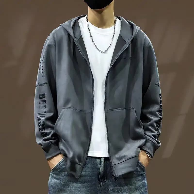 American Style Casual Loose Hoodie Sweatshirt Trendy Fashion Simple Match Youth Autumn New Arrival Open Cardigan Top for Teens