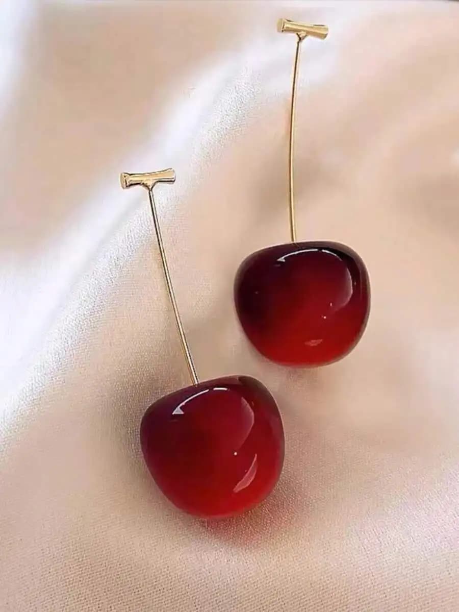 Cherry Earrings With High-End Elegant Niche Design Dried Flower Fruit Ear Pendant, Sweet Fresh For Women, Early Autumn