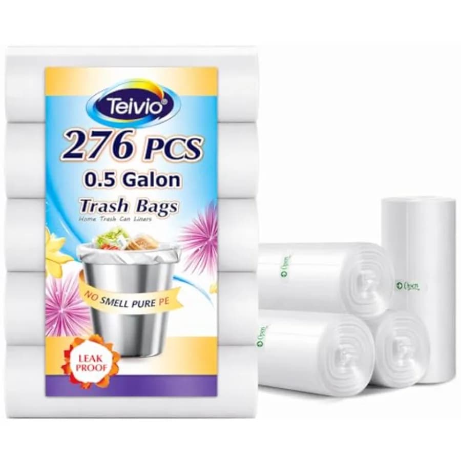 0.5 Gallon Mini 12" x 15" Trash Bags, Tiny Bathroom Garbage Can Liners, Small Plastic Bags for Desktop Trash Bin/Dog/Poop Car,
